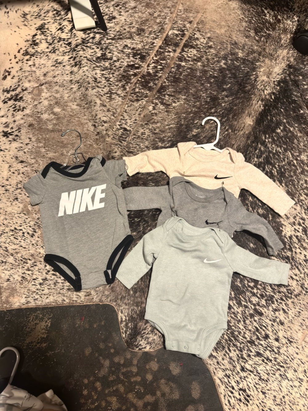 Nike Gray, beige, Heather Gray & Light Green Baby Onesie Bundle